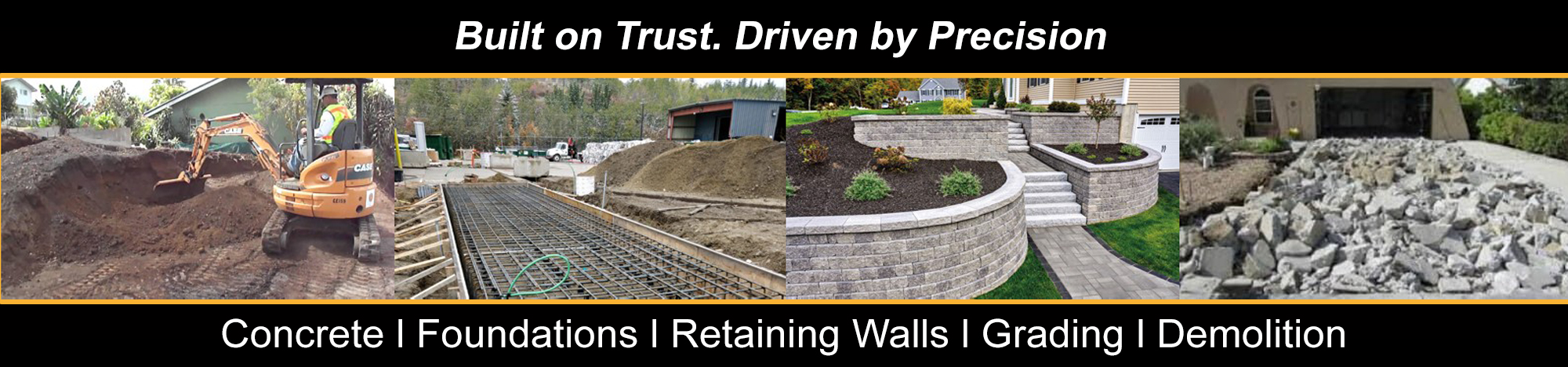 Concrete foundations, retaining walls, grading and demolition work by RamBer Builders Inc.